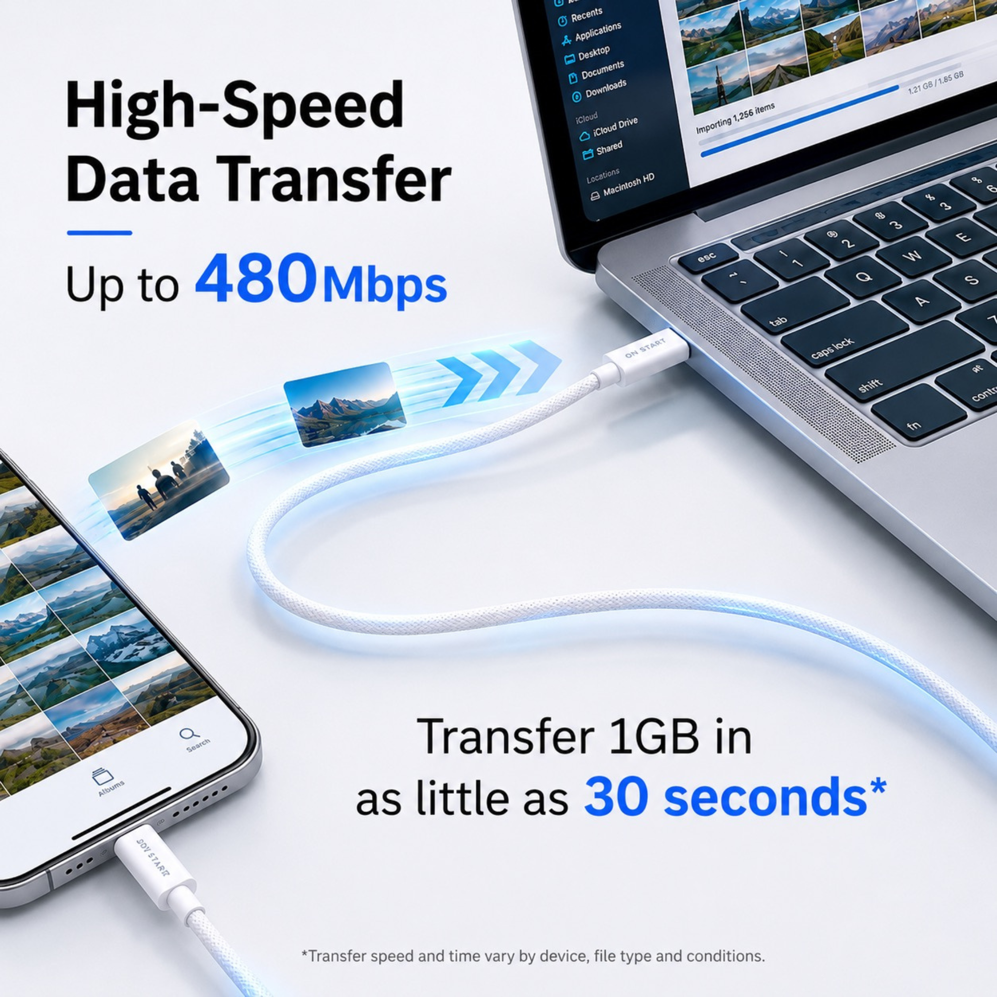 ON START USB C to Lightning Cable 1M Apple MFi Certified