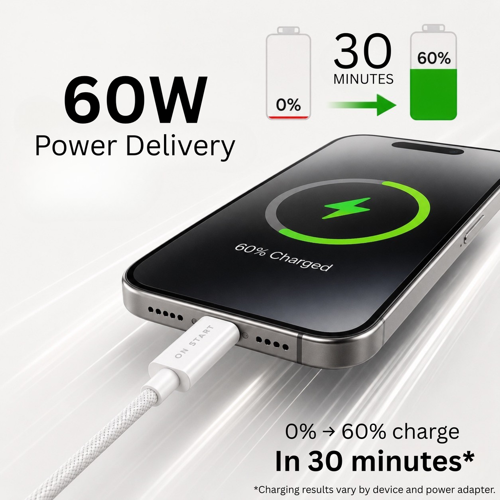 ON START USB-C to USB-C Fast Charging Cable 1M