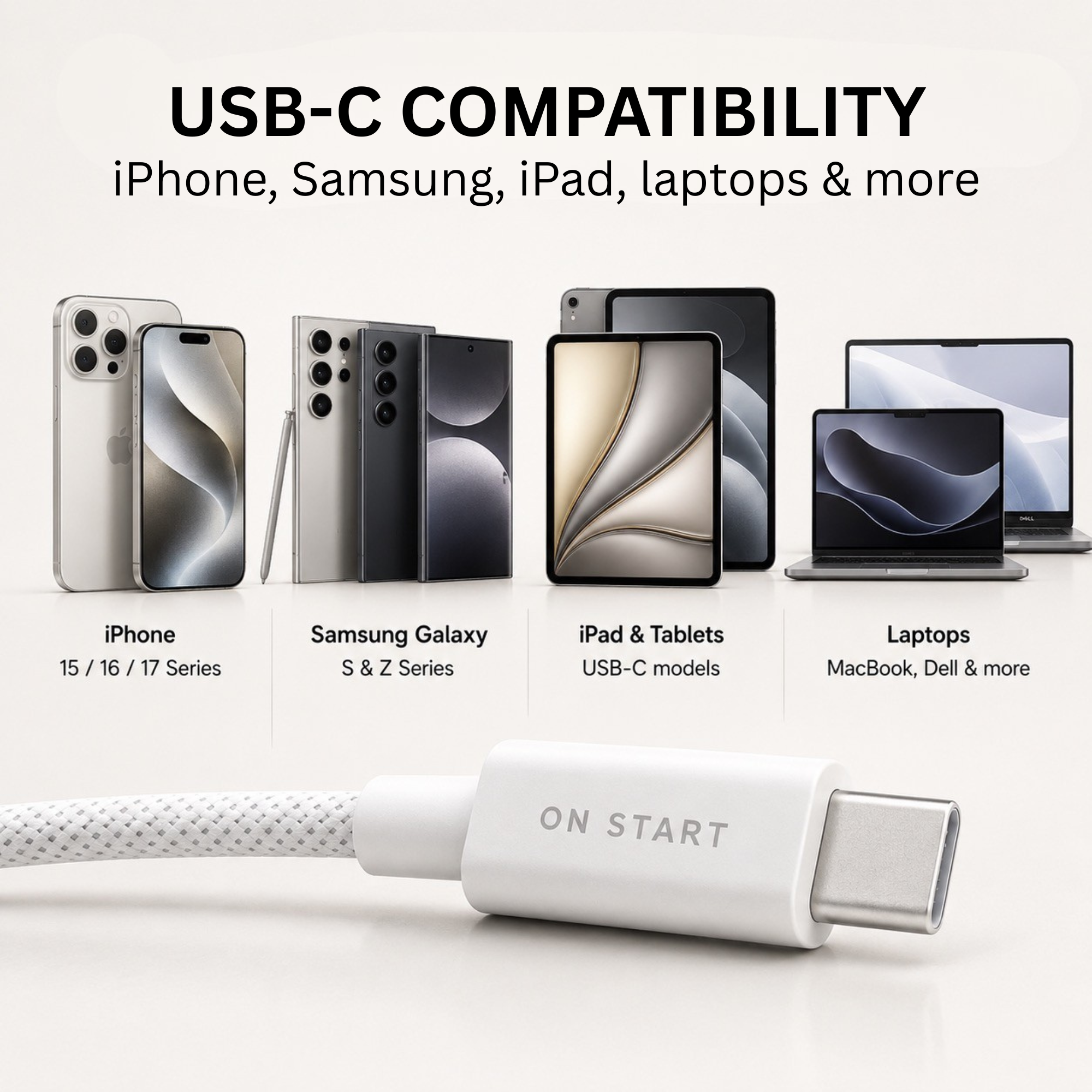 ON START USB-C to USB-C Fast Charging Cable 1M
