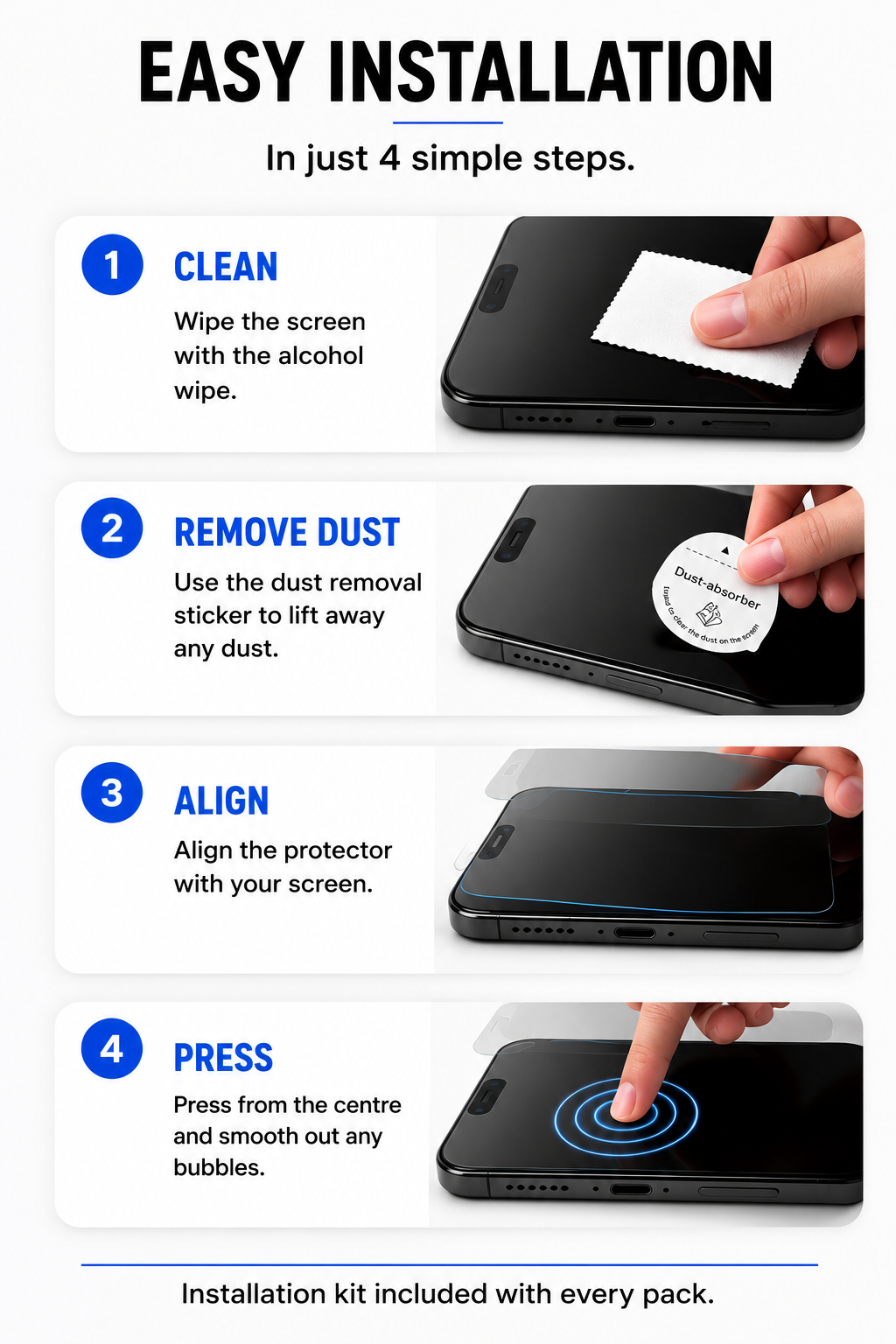 ON START Glass Protection Kit with Applicator 2-pack for Apple iPhone Devices