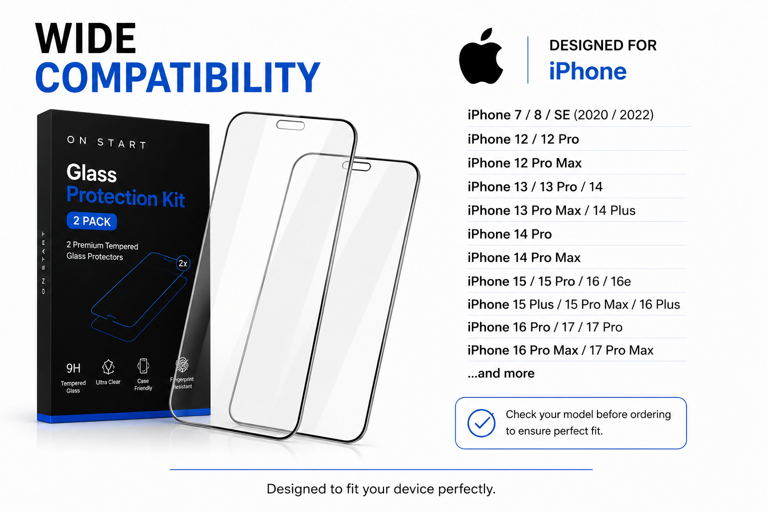 ON START Glass Protection Kit with Applicator 2-pack for Apple iPhone Devices
